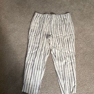 Alfani Black and White Linen Striped Pants
